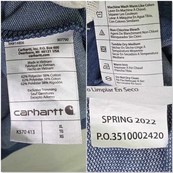Carhartt Polo Shirt Mens XL Blue Loose Fit Pocket Casual Preppy K570 Workwear - Picture 7 of 8